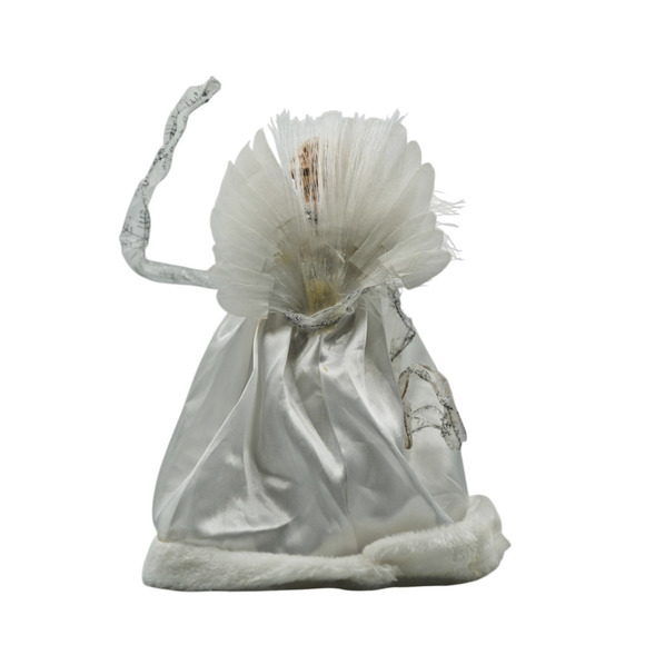 Vintage Light-Up Christmas Angel Tree Topper White Gown Silver Sequins 12" - Picture 3 of 4